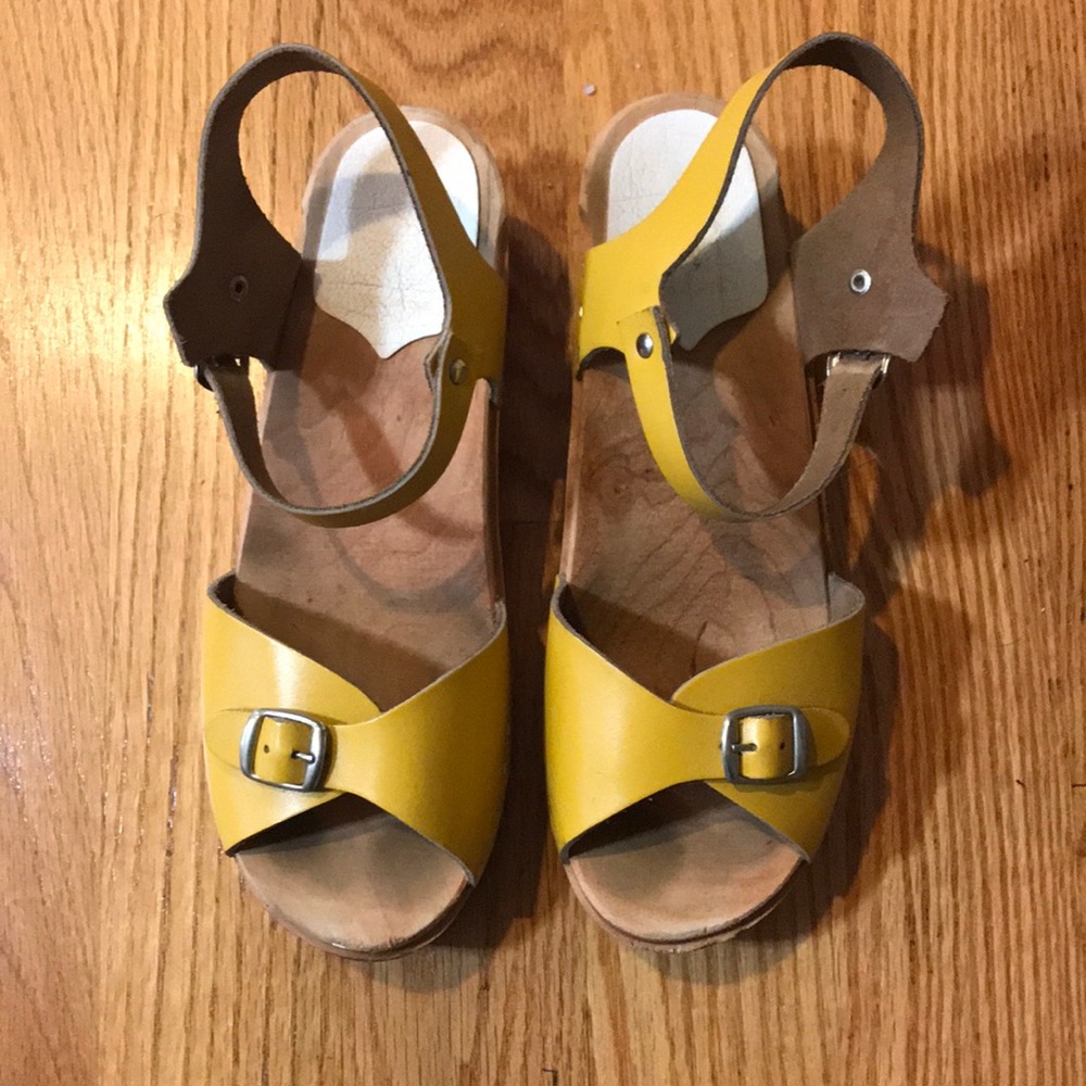 Wooden Clogs by Ugglebo leather uppers
